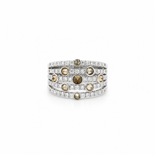 Inverted Diamond Multi-row Ring