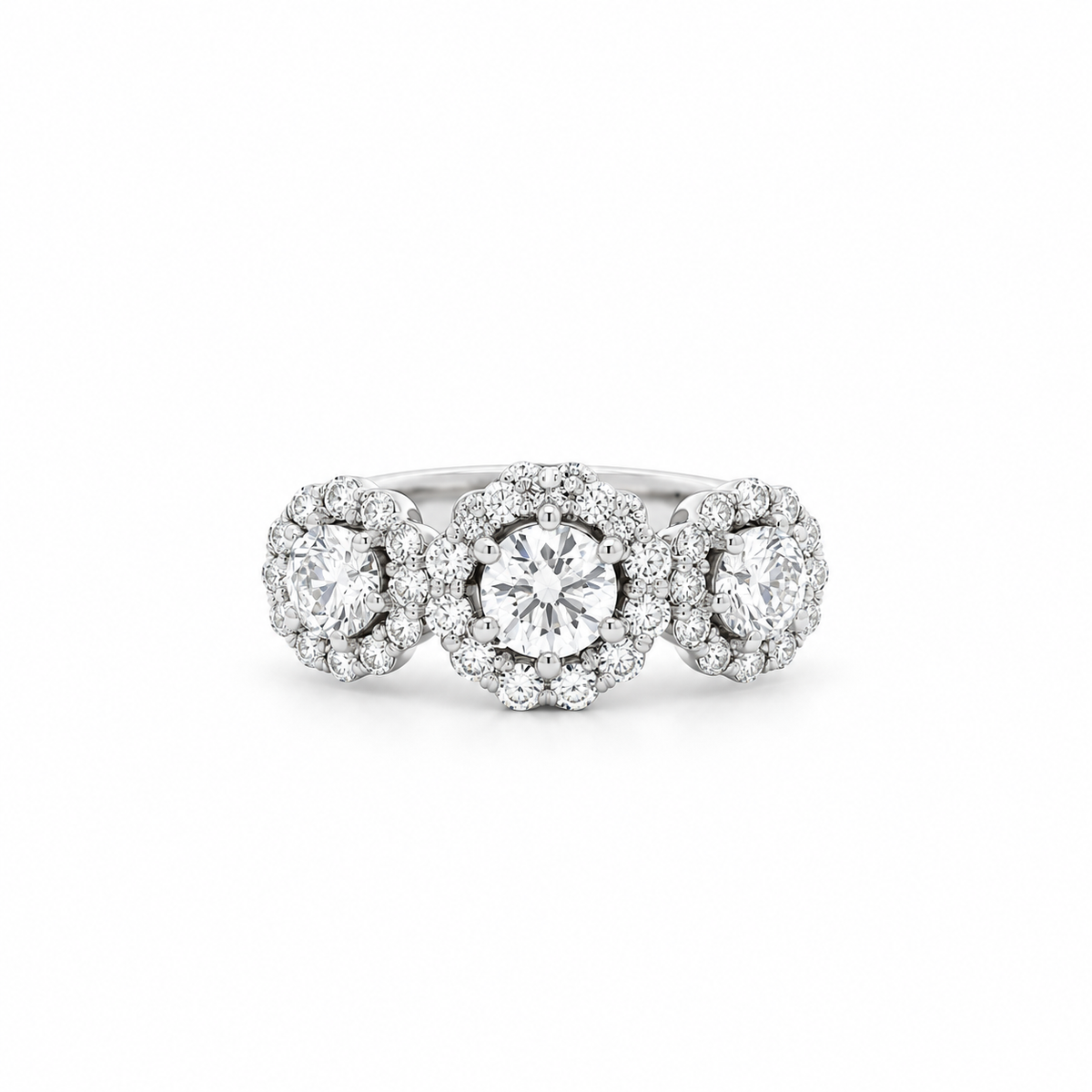 Three Halo Diamond Ring
