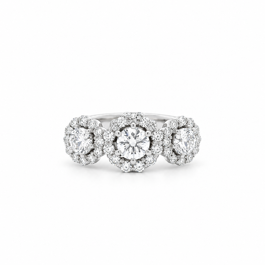 Three Halo Diamond Ring