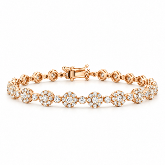Diamond Line Cluster Rose Gold Bracelet