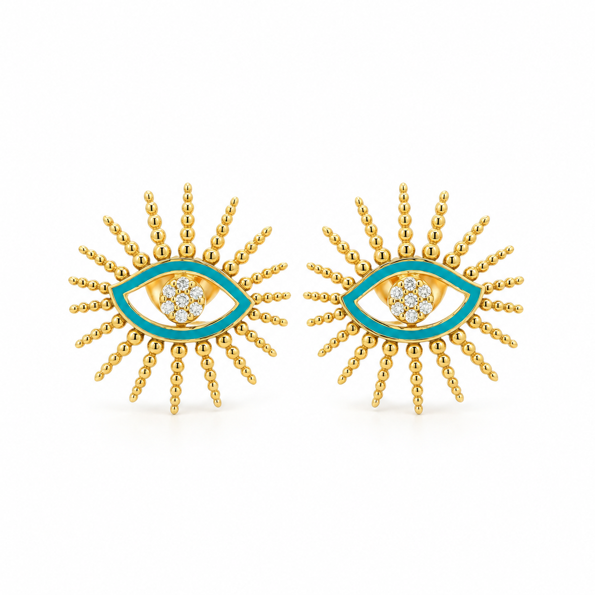 Enamel Evil Eye Diamond Earrings