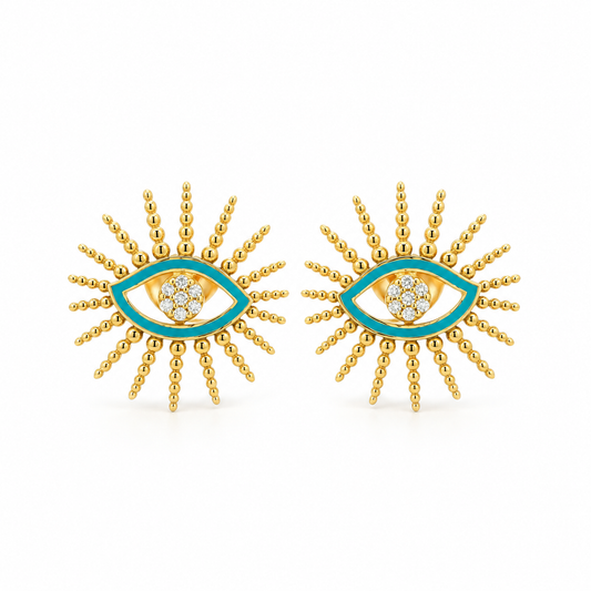 Enamel Evil Eye Diamond Earrings