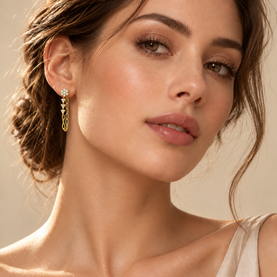 Delicate Chain Drop Diamond Earrings by Izmirian Jewellery