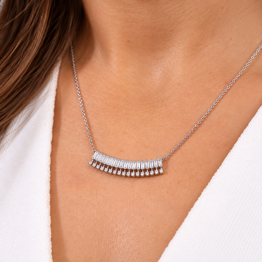Baguette Diamond Bar Necklace