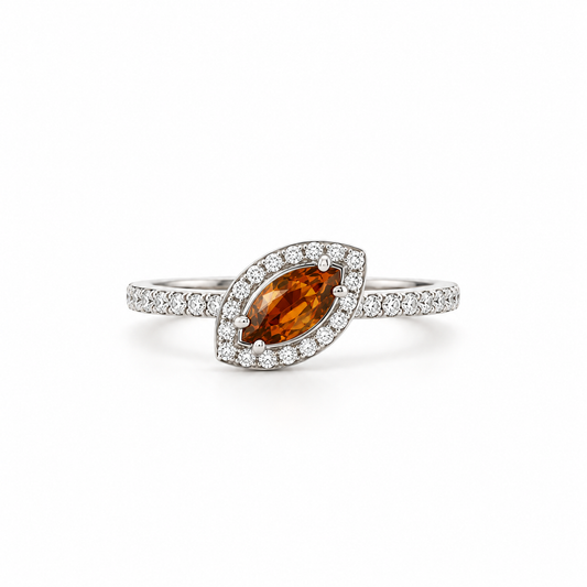 Marquise Sapphire Halo Diamond Ring
