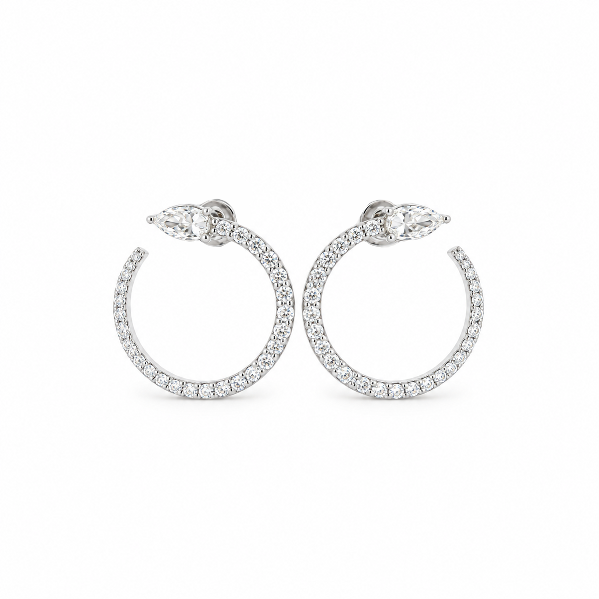Symmetrical Pavé Diamond Hoop Earrings