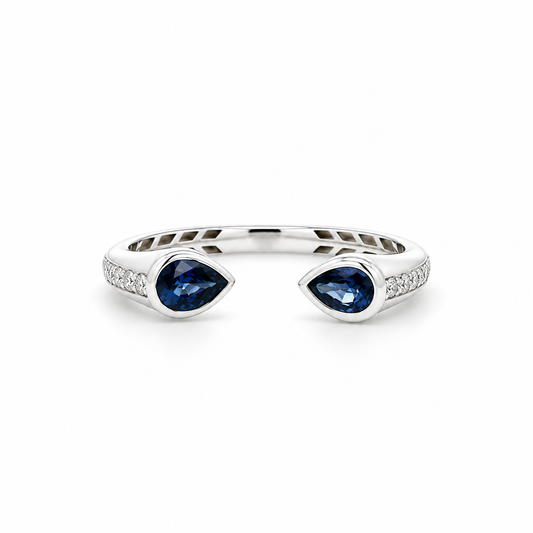 Twin Sapphire Open Cuff Ring