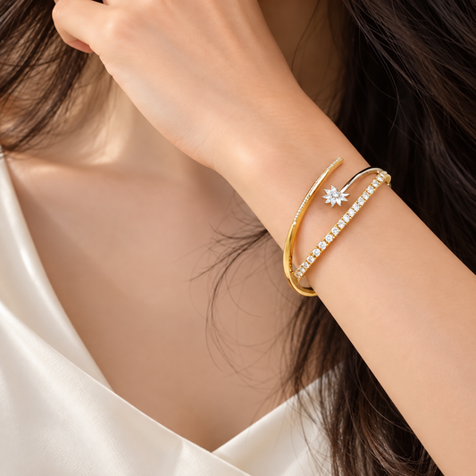Diamond Fan Dual Tone Bracelet