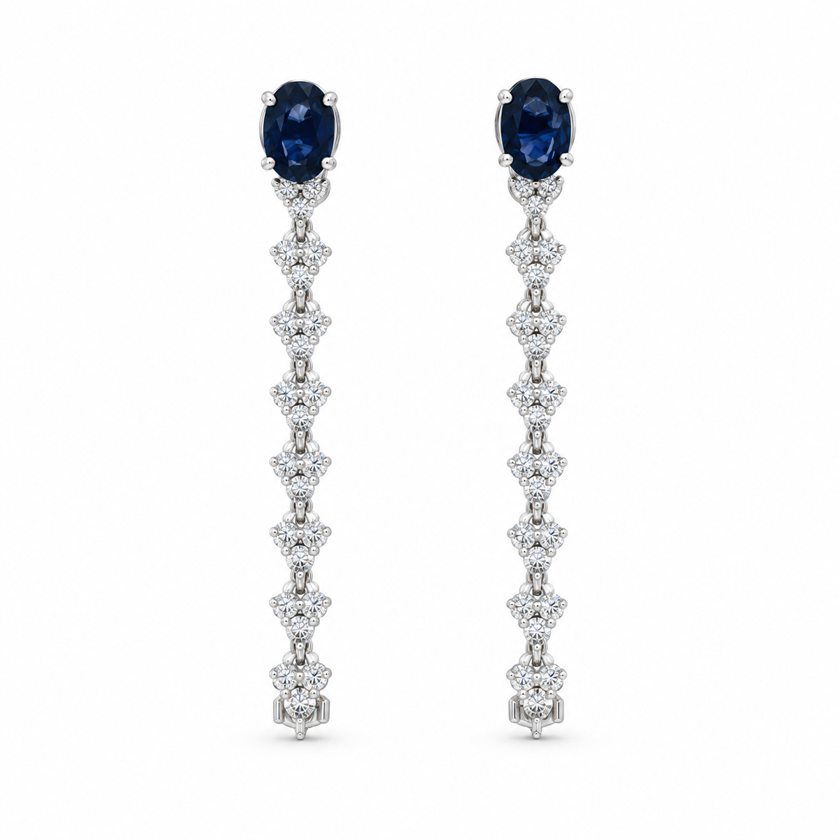 Sapphire Cascading Chain Diamond Earrings