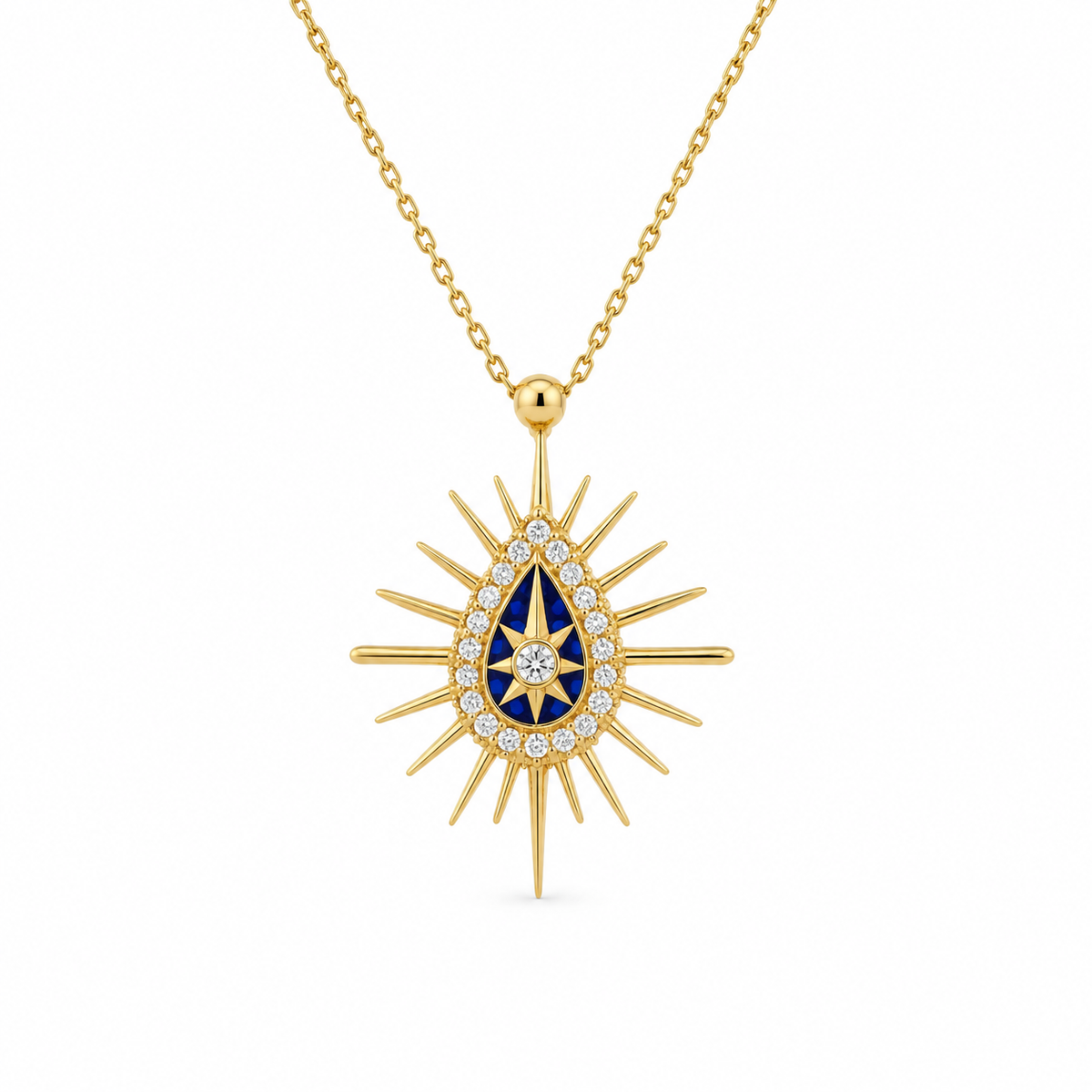 Cosmic Enamel Pear Sun Diamond Necklace