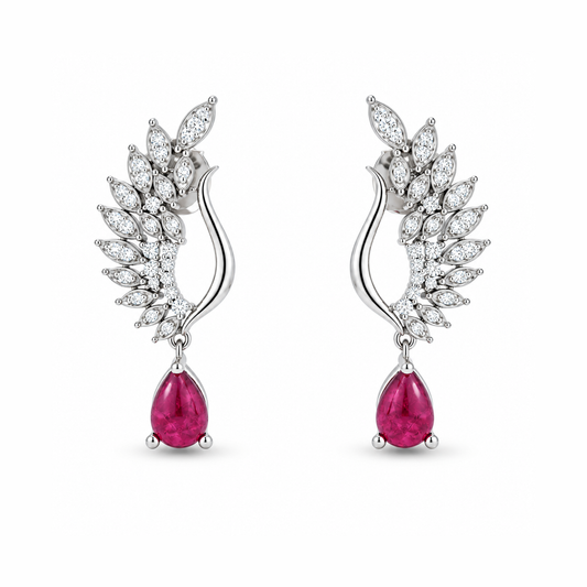 Ruby Drops Diamond Wings Earrings