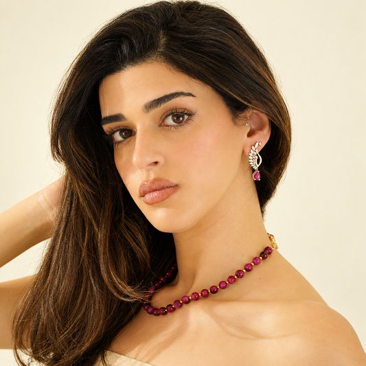 Ruby Drops Diamond Wings Earrings