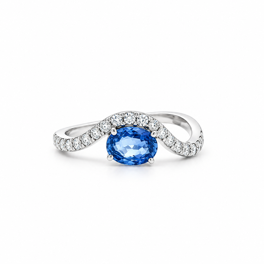 Sapphire Wave Diamond Ring