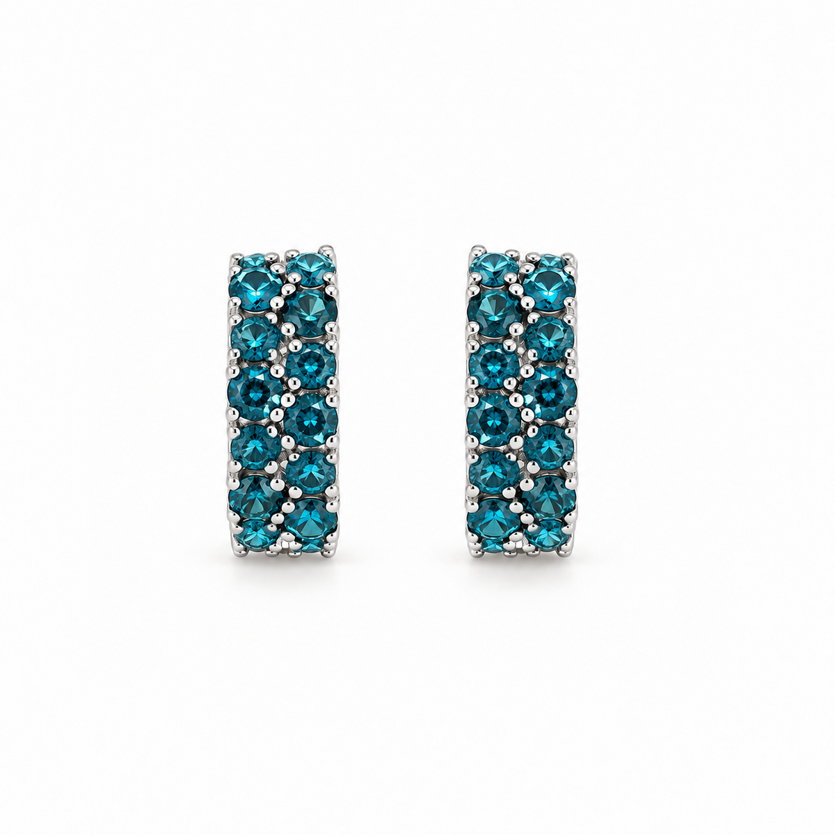 Blue Diamond Hoop Earrings