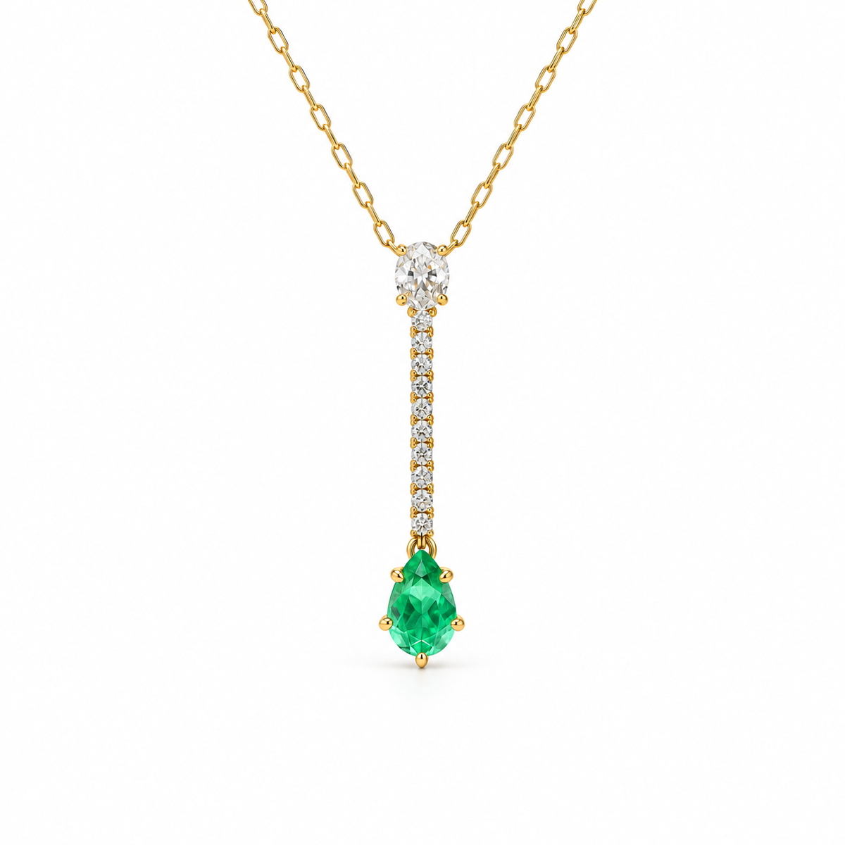 Emerald Drop Diamond Necklace