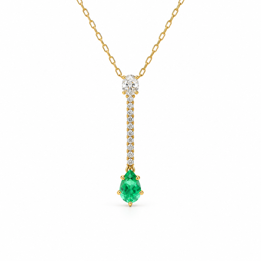 Emerald Drop Diamond Necklace