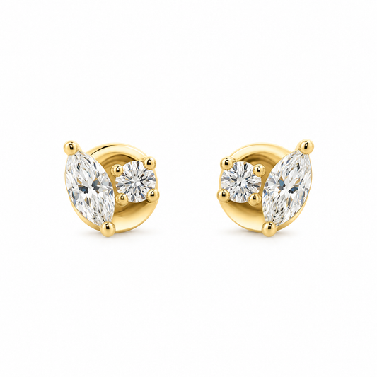 Duo Diamond Stud Earrings