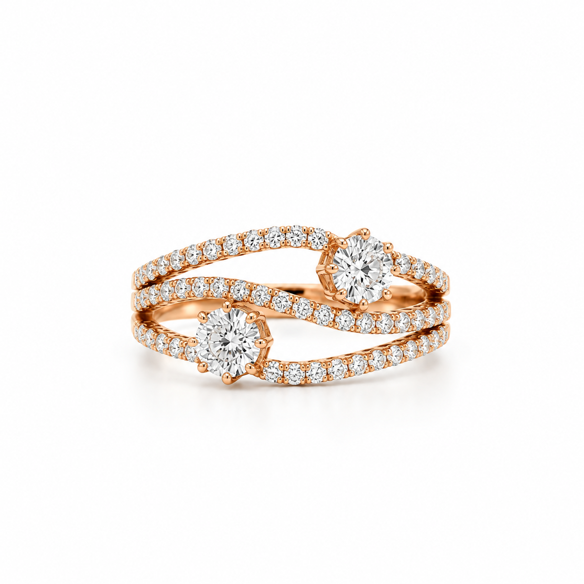 Tiered Waves Diamond Ring