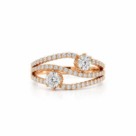 Tiered Waves Diamond Ring
