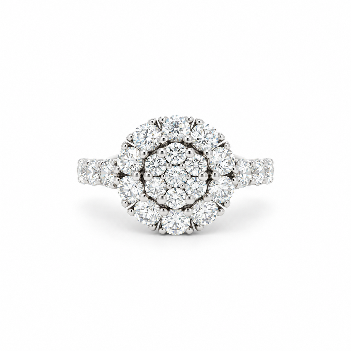 Rosette Diamond Cluster Ring in white gold