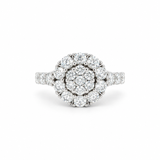 Rosette Diamond Cluster Ring in white gold