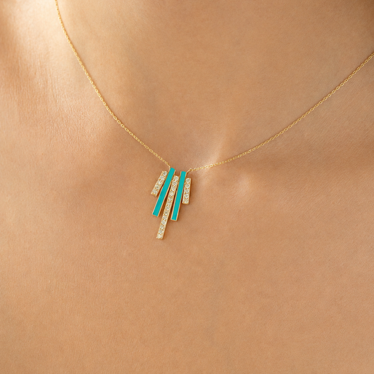Enamel and Diamond Step Necklace