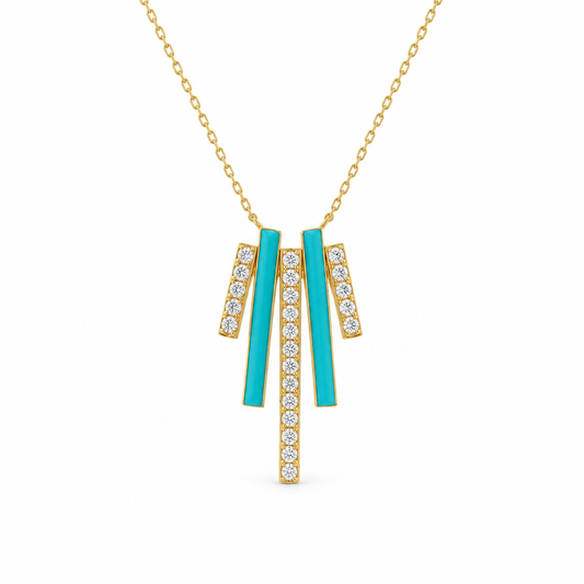 Enamel and Diamond Step Necklace