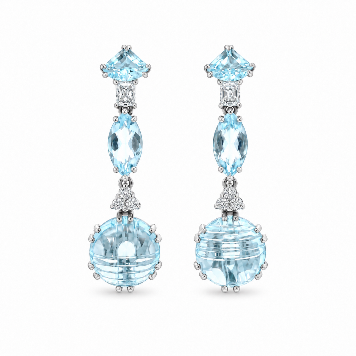 Blue Topaz Orbital Diamond Drop Earrings