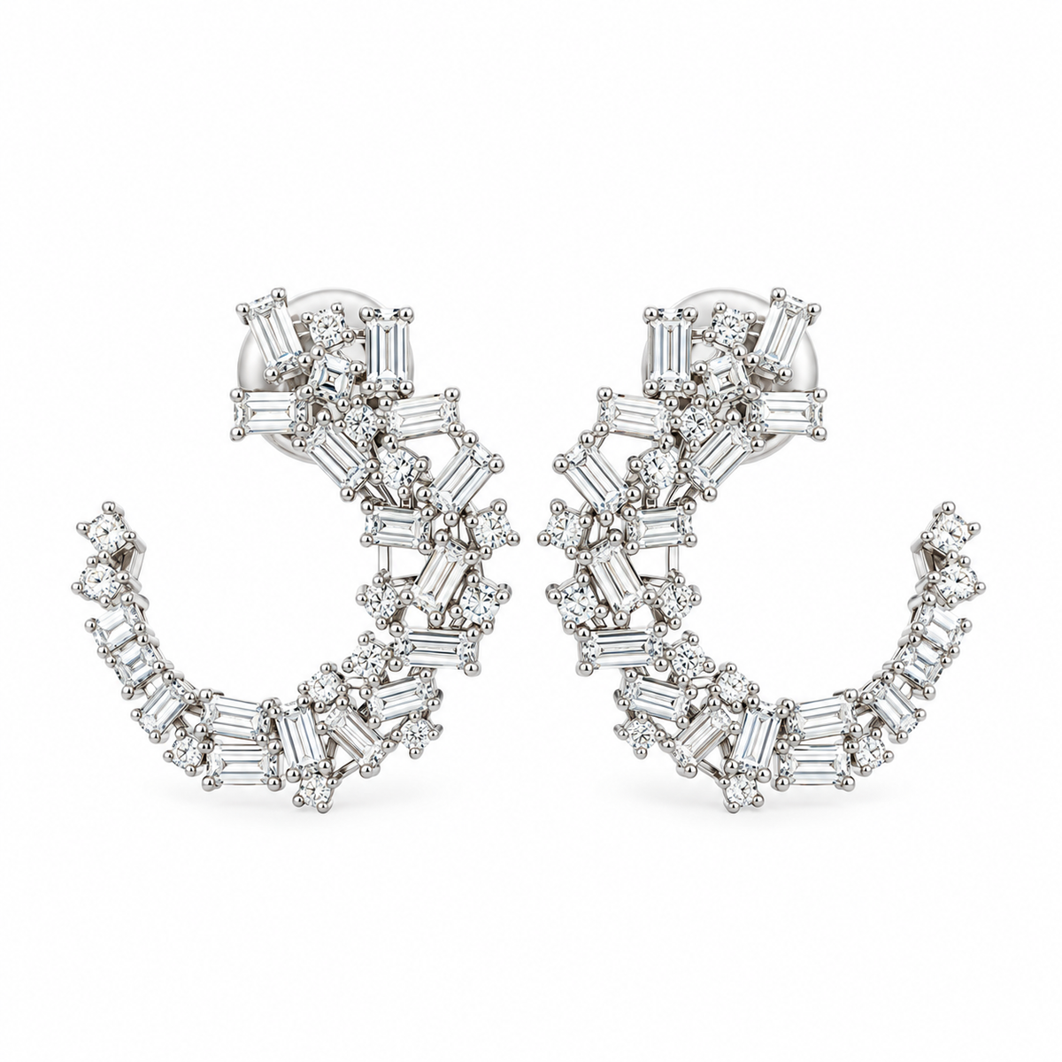 Baguette Bouquet Open Hoop Earrings