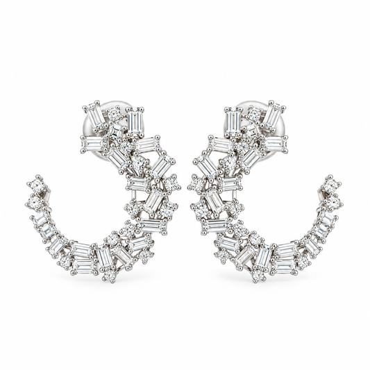 Baguette Bouquet Open Hoop Earrings