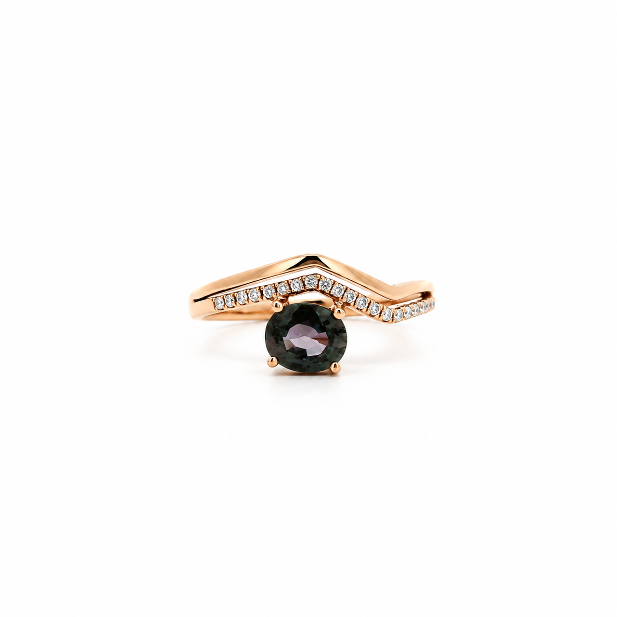Sapphire Chevron Diamond Ring