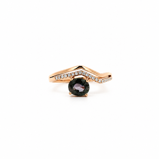 Sapphire Chevron Diamond Ring