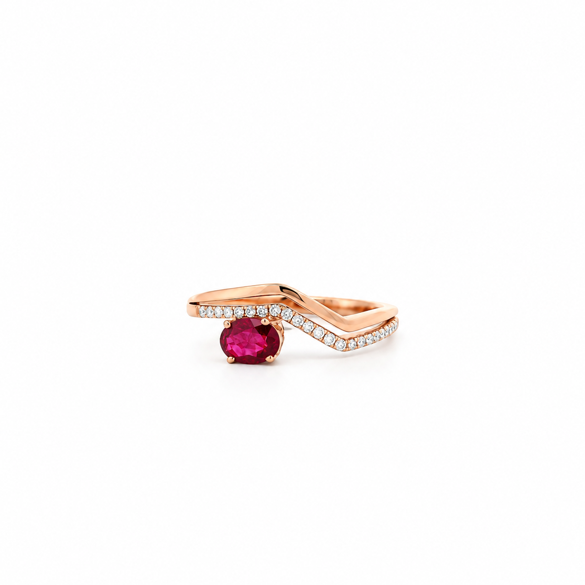 Ruby Chevron Diamond Ring