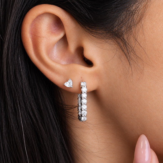 Rectangular Diamond Hoop Earrings