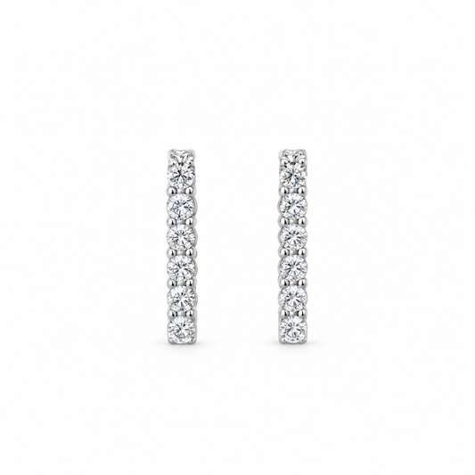 Rectangular Diamond Hoop Earrings