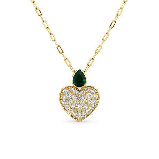 Pavé Heart Sapphire Diamond Necklace