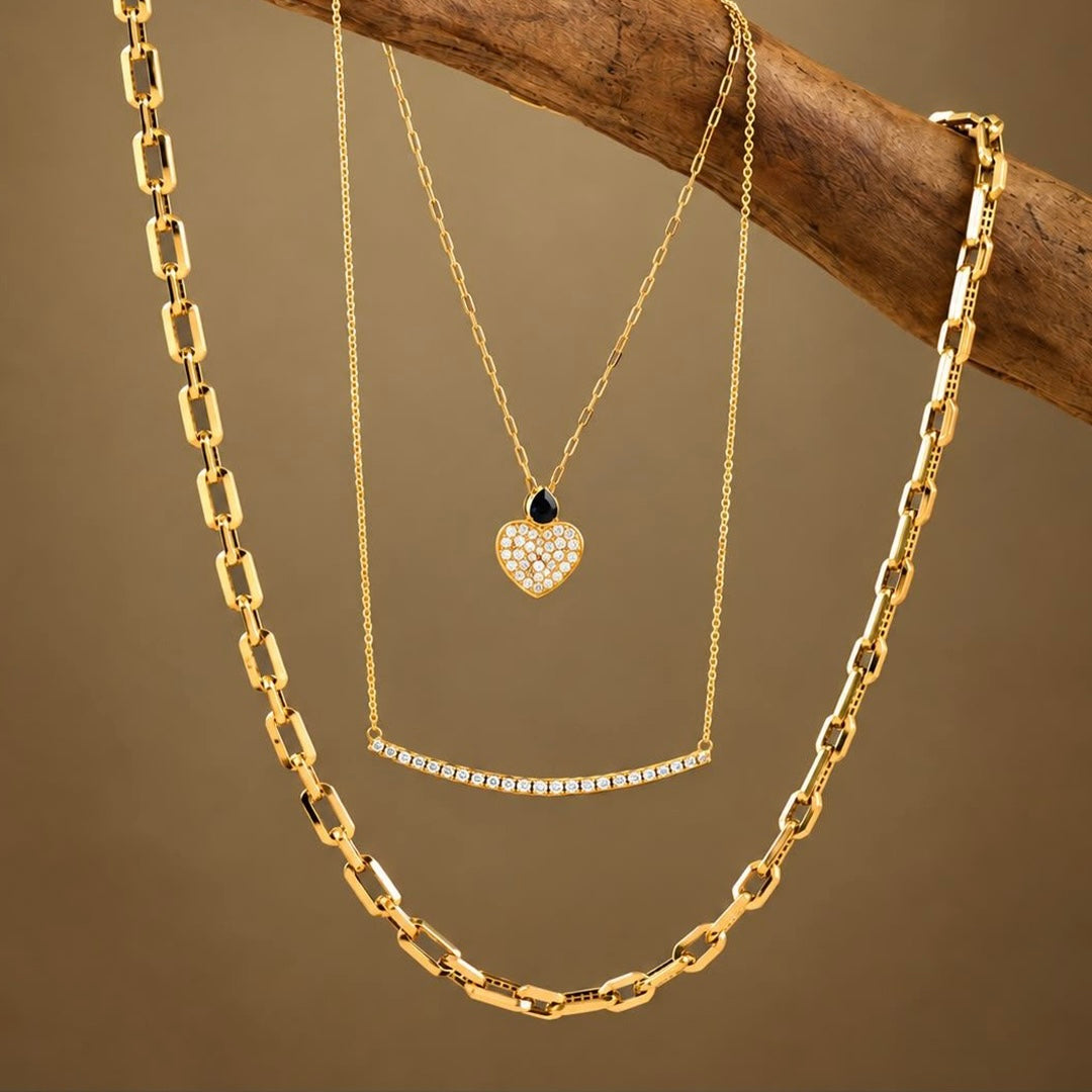 Pavé Heart Sapphire Diamond Necklace