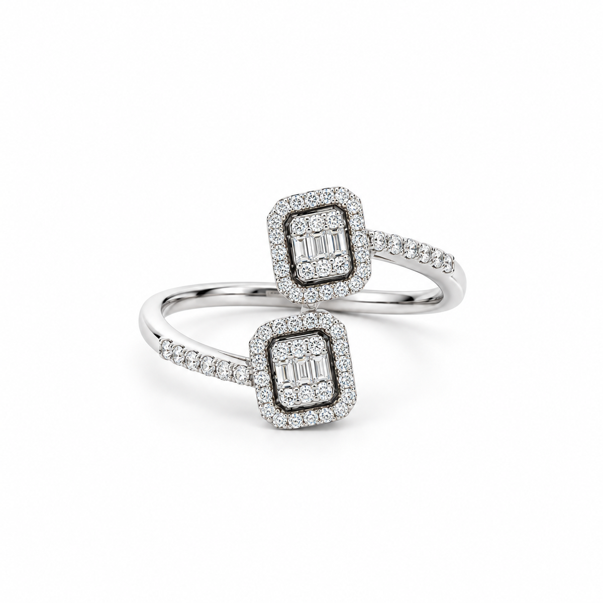 Twin Geometric Diamond Ring