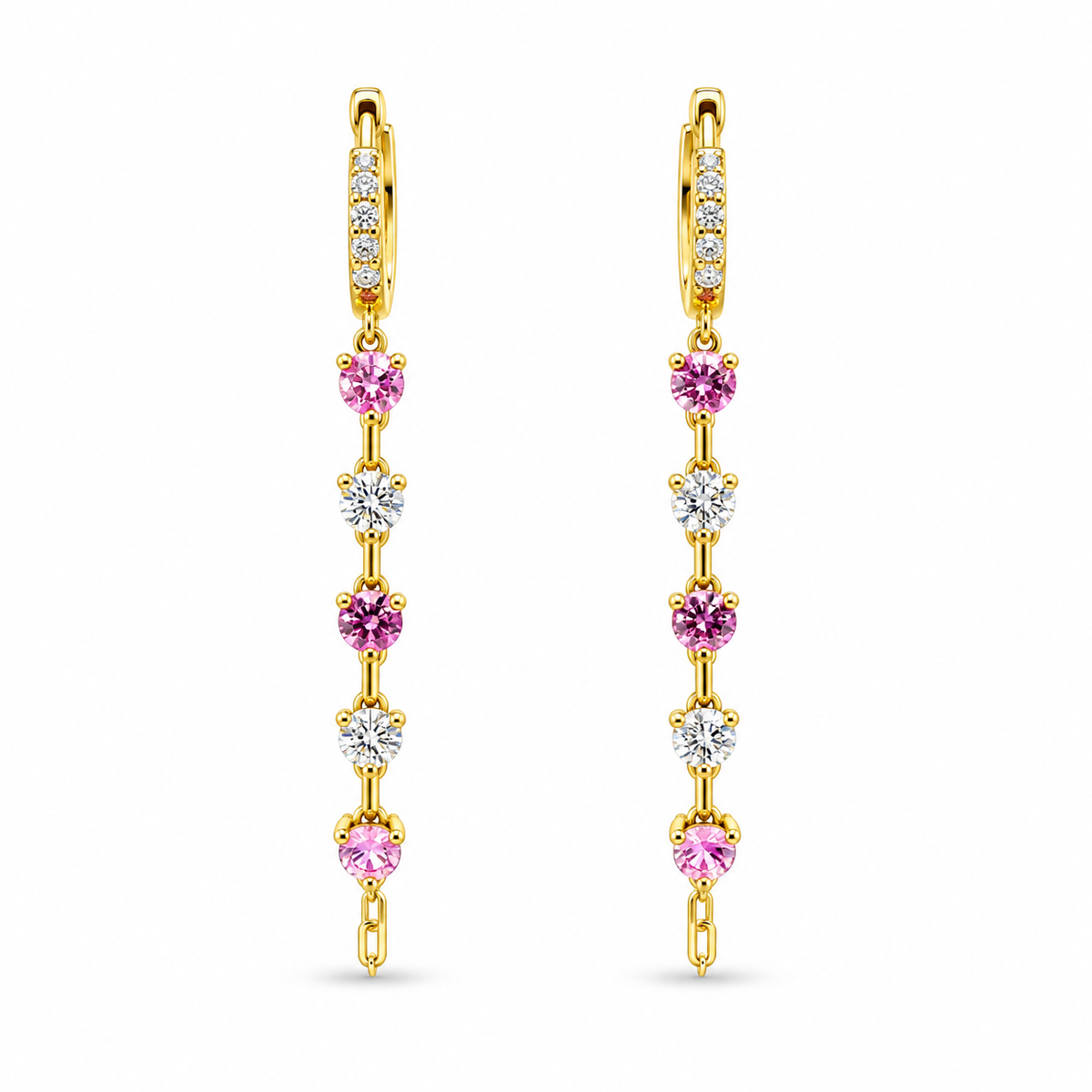 Rosé Rhythm Chain Diamond Earrings