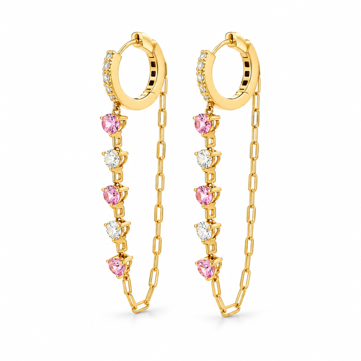 Rosé Rhythm Chain Diamond Earrings