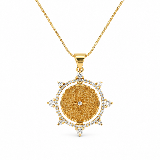 Solstice Diamond Medallion Necklace in yellow gold
