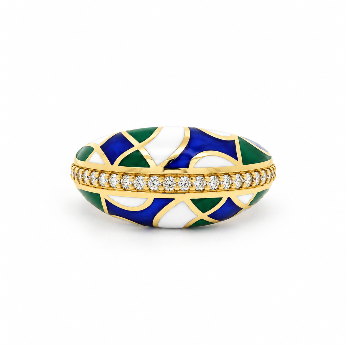 Chromatic Mosaic Diamond Ring in yellow gold