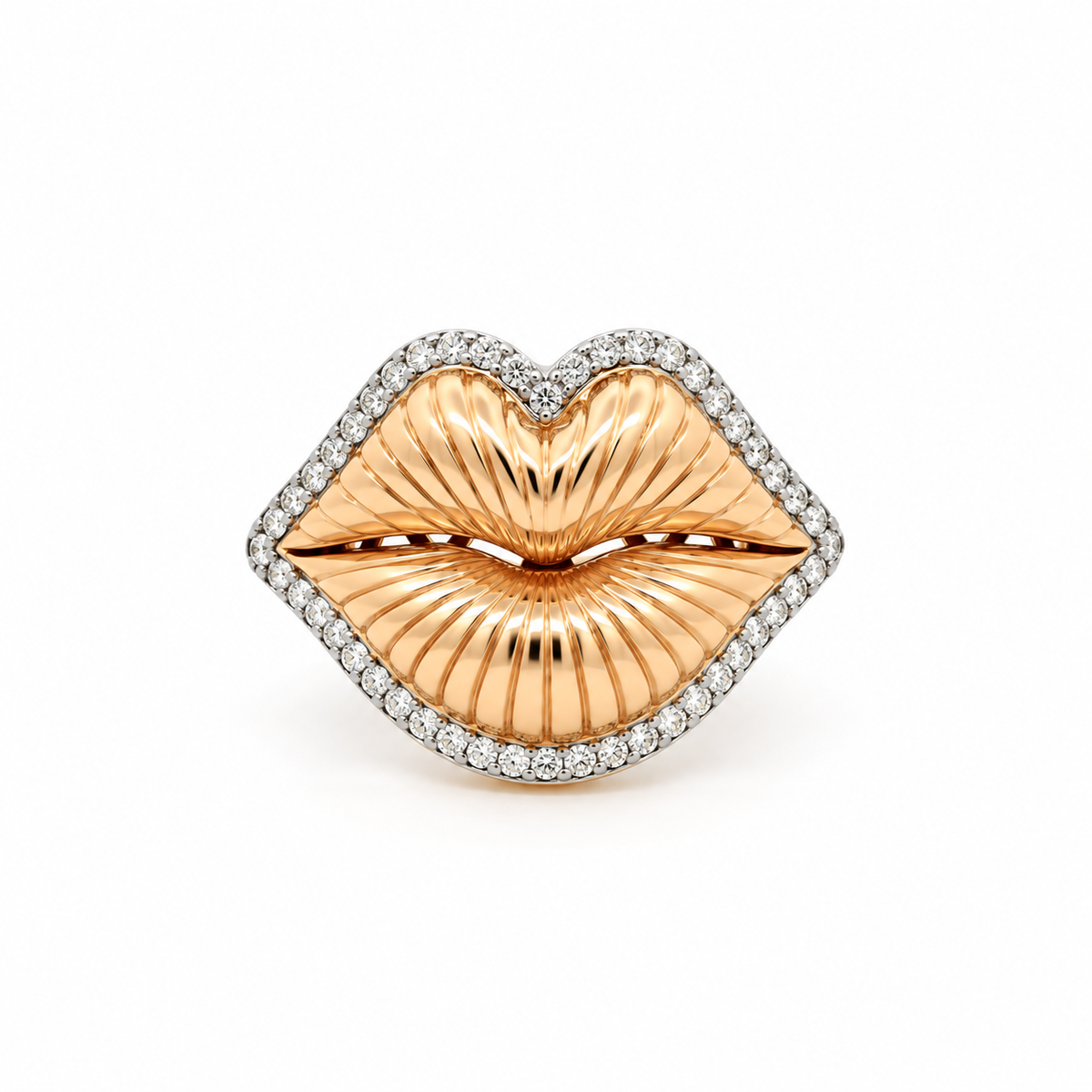 Kiss Me Diamond Ring in white and rose gold