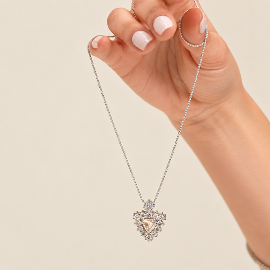 Trilliant Halo Diamond Necklace by Izmirian Jewellery