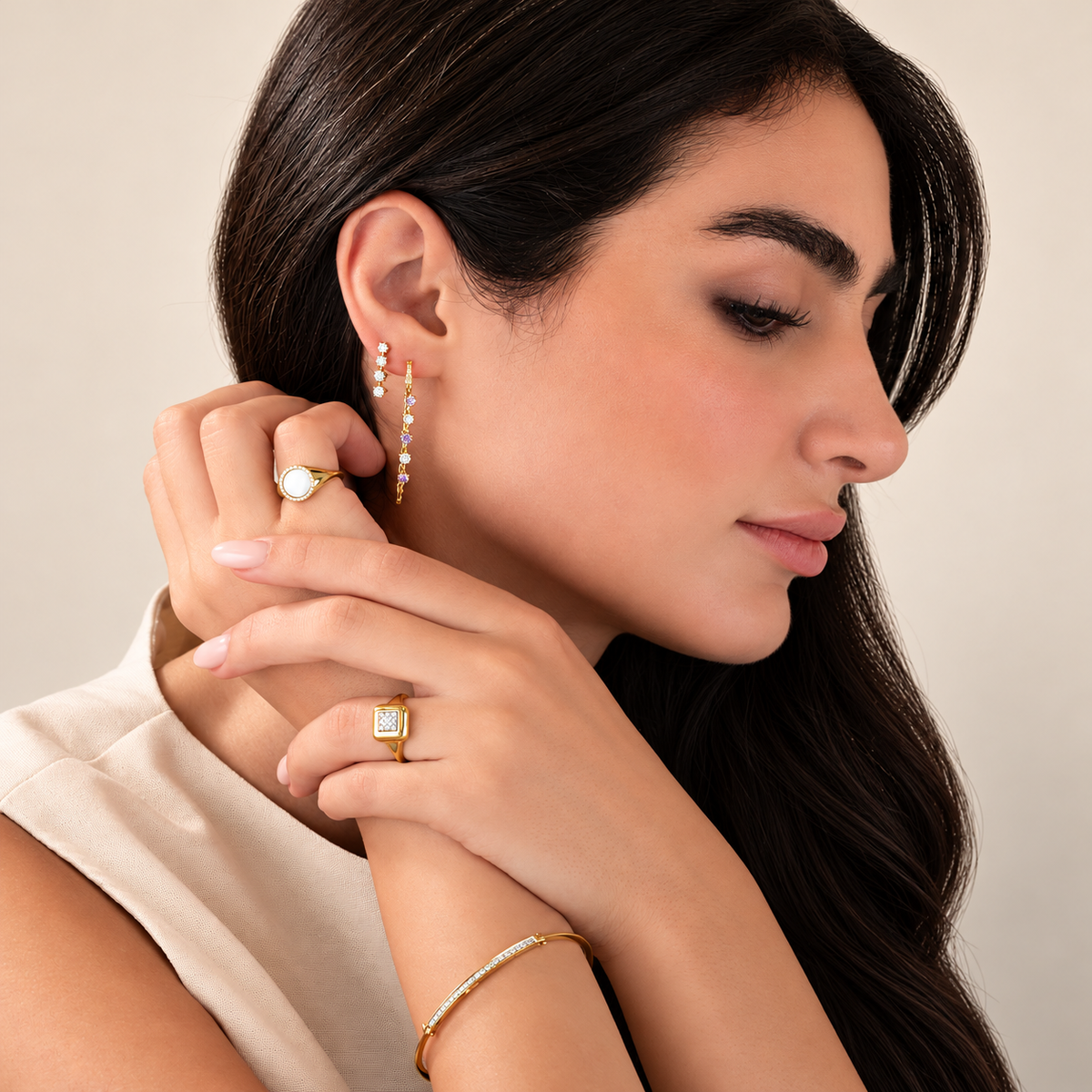 Geo Diamond Signet Ring