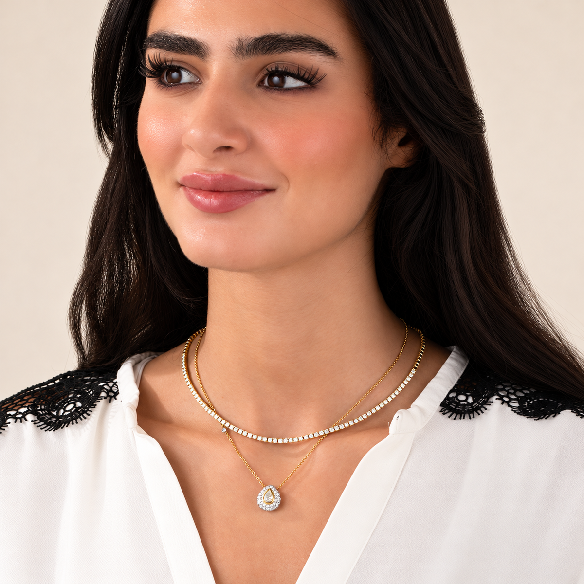 Pavé Teardrop Diamond Necklace