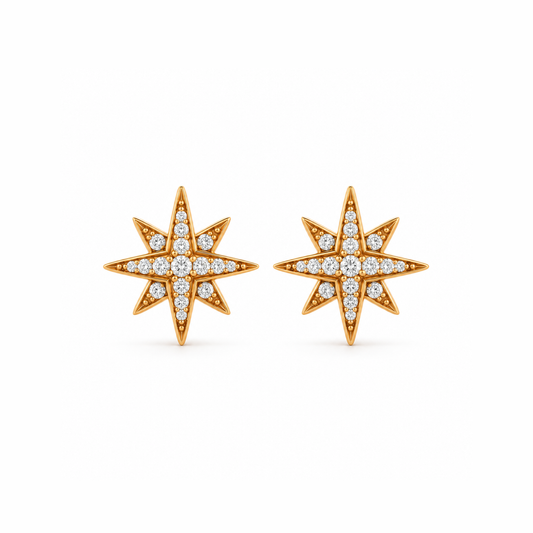 Starburst Diamond Earrings in Rose Gold