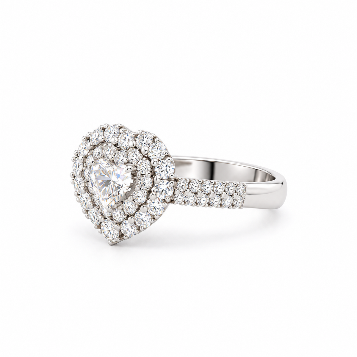 Amara Heart Halo Diamond Ring