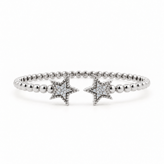 Twin Star Diamond Bracelet in White Gold