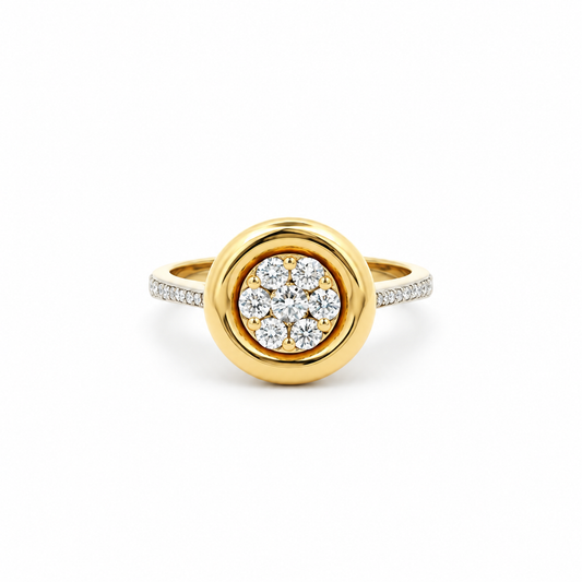 Golden Halo Diamond Ring
